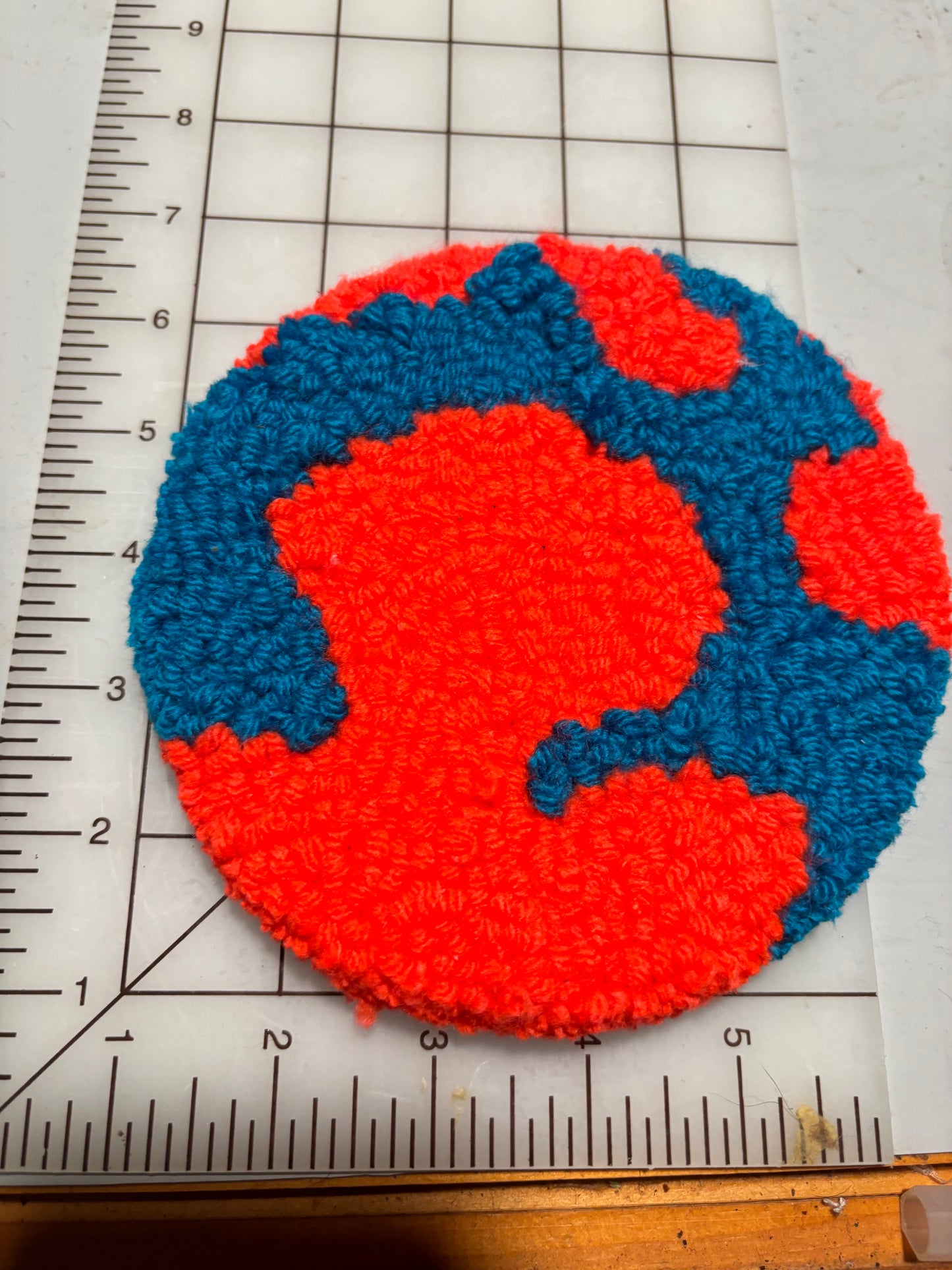 6.5” Neon Orange and Blue Blob Design