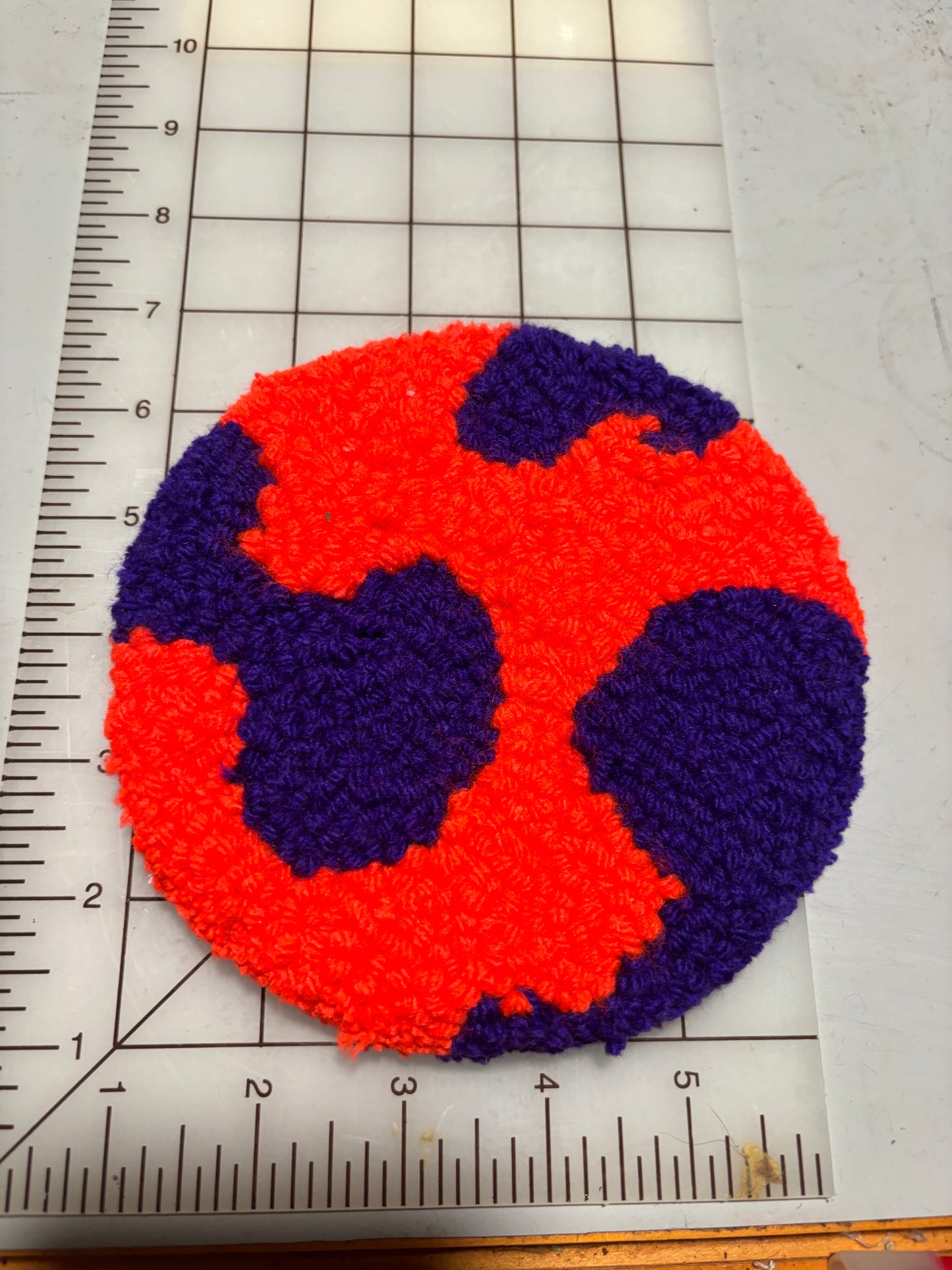 6.5” Neon Orange and Purple Blob Design