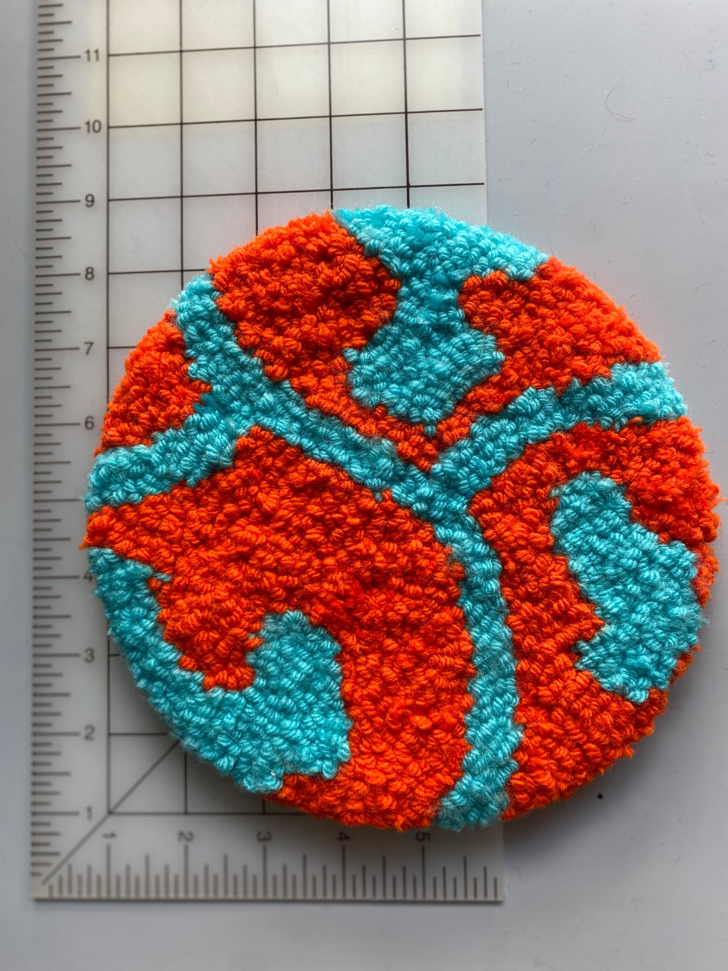 Orange and Blue 8.5” Hand Tuft Carpet Bong/Pipe Display