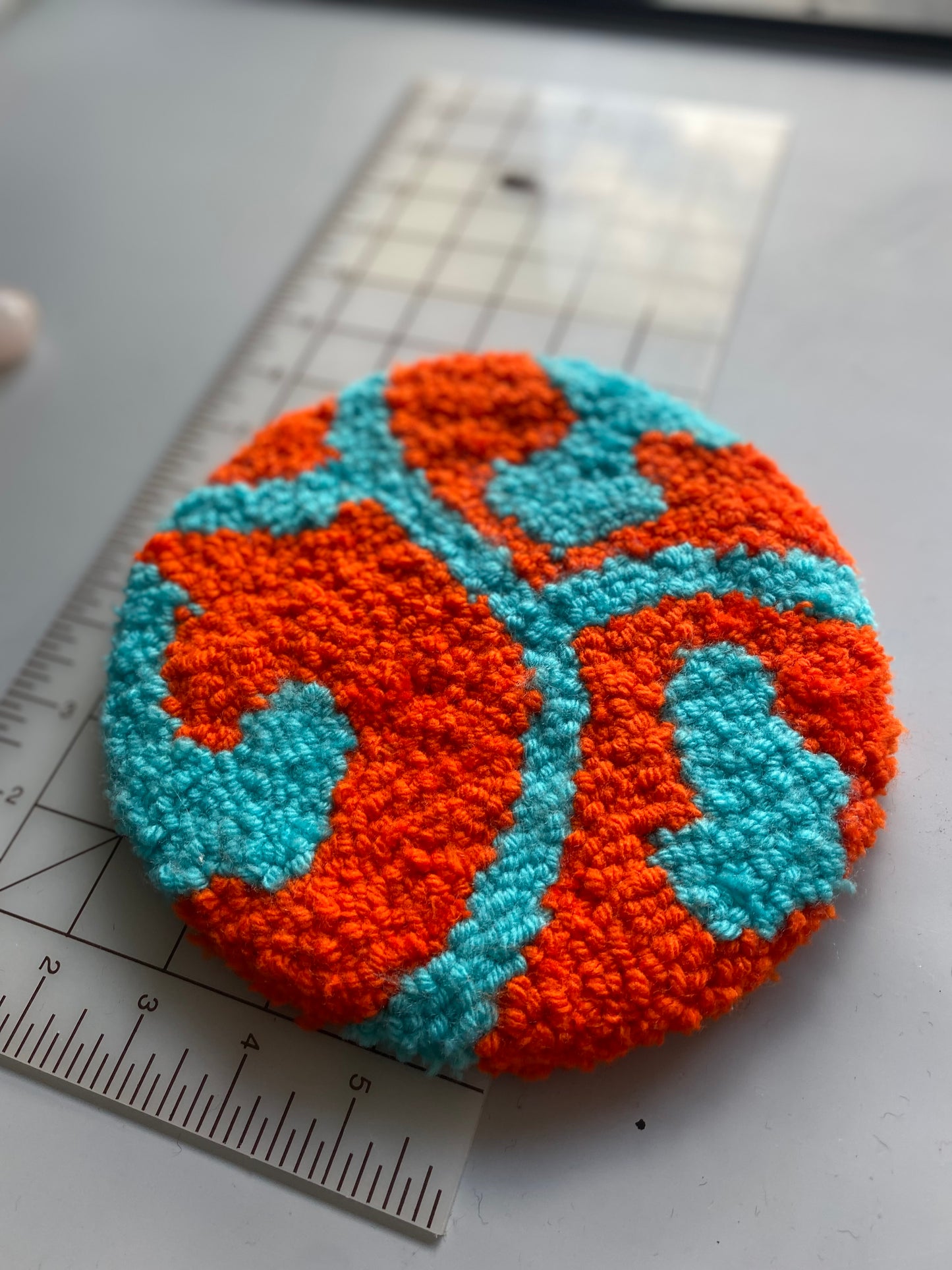 Orange and Blue 8.5” Hand Tuft Carpet Bong/Pipe Display